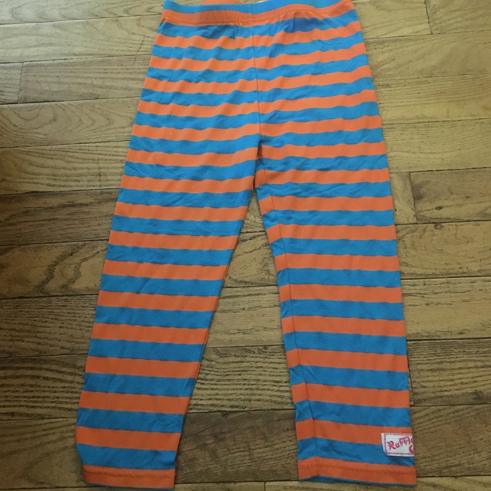 Ruffle Girl Capri leggings sz Medium blue/orange